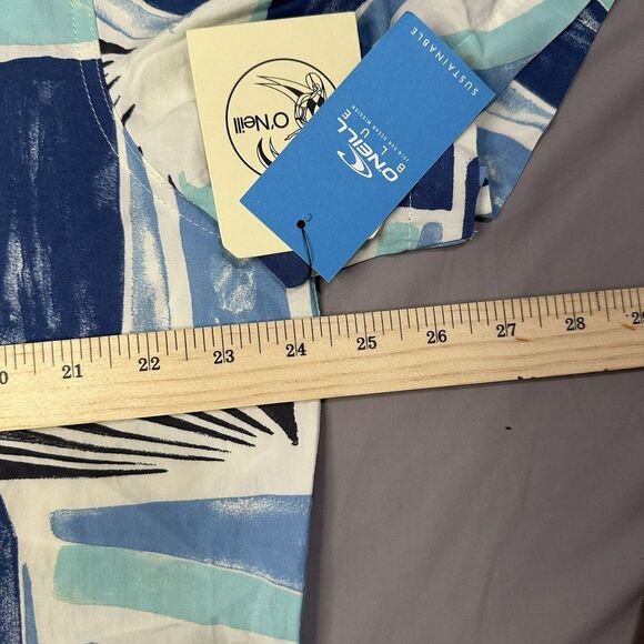 NWT O’Neill Shirt Button Up Men’s 2XL Blue Short Sleeve Eco Floral Hawaiian - Picture 9 of 11